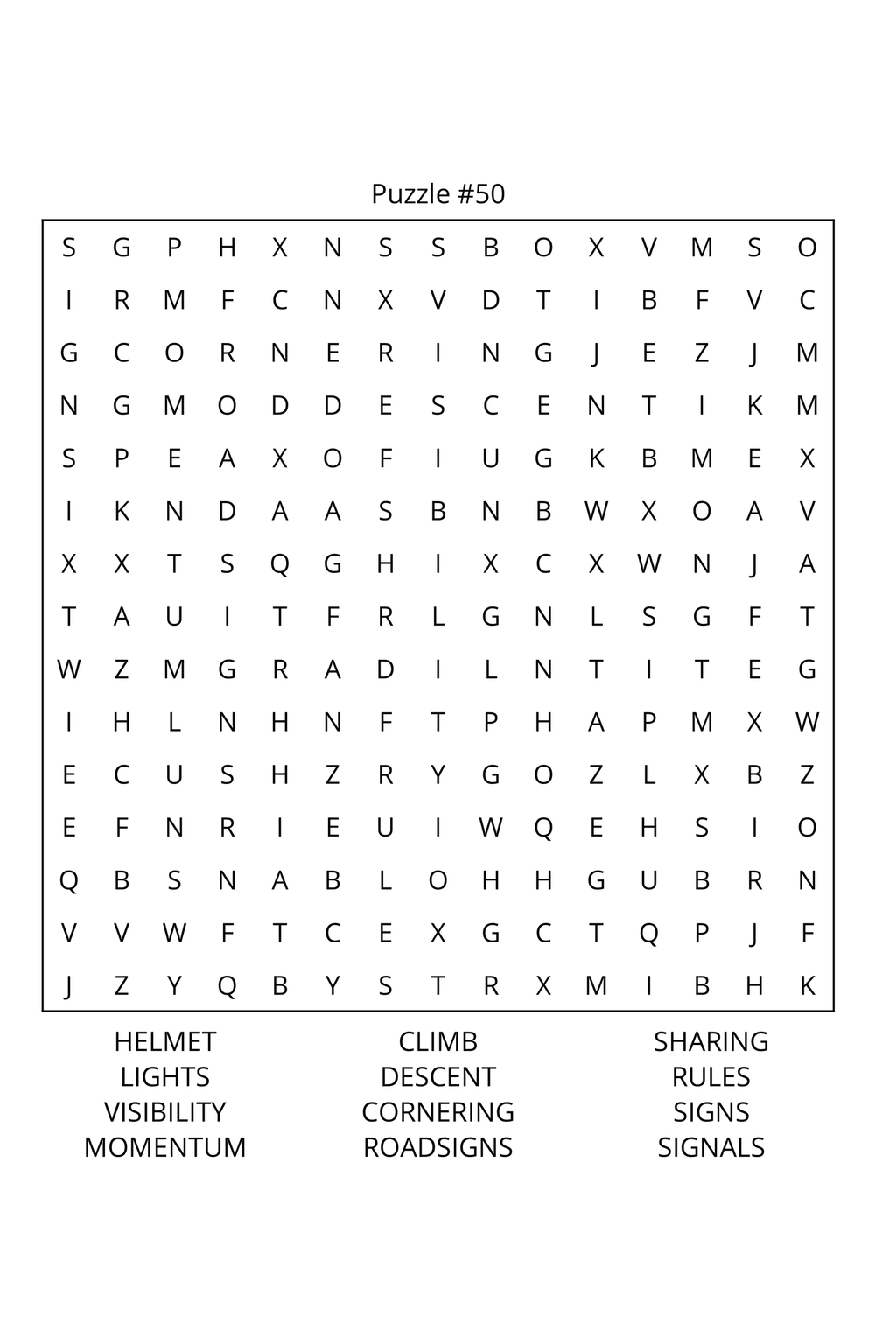 Bicycles Word Search: Travel Size