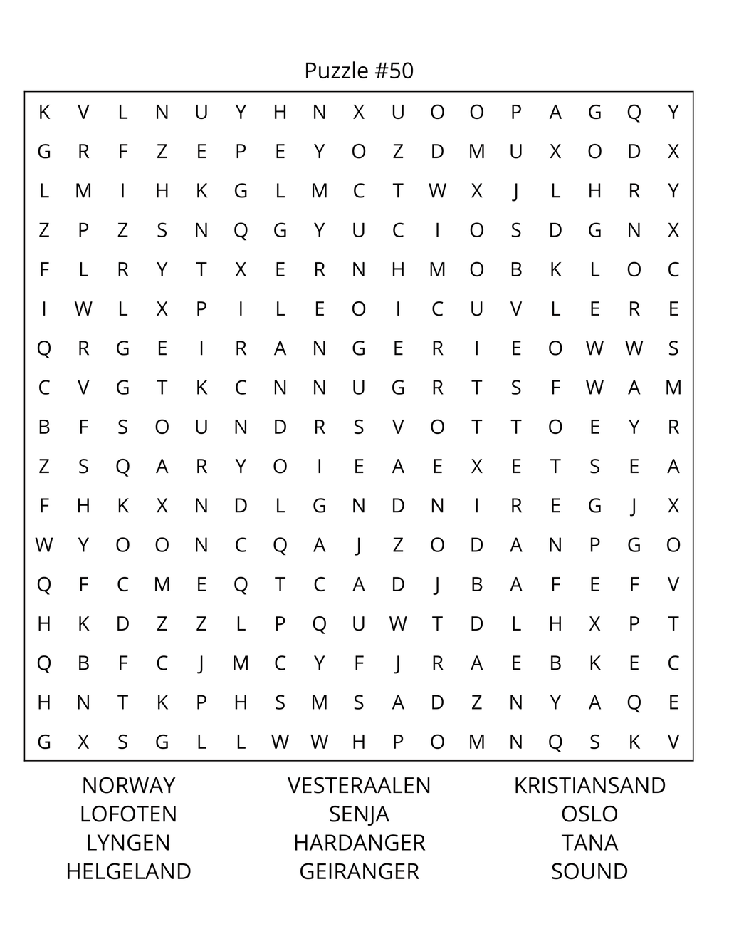 European Lakes Word Search: Large Print