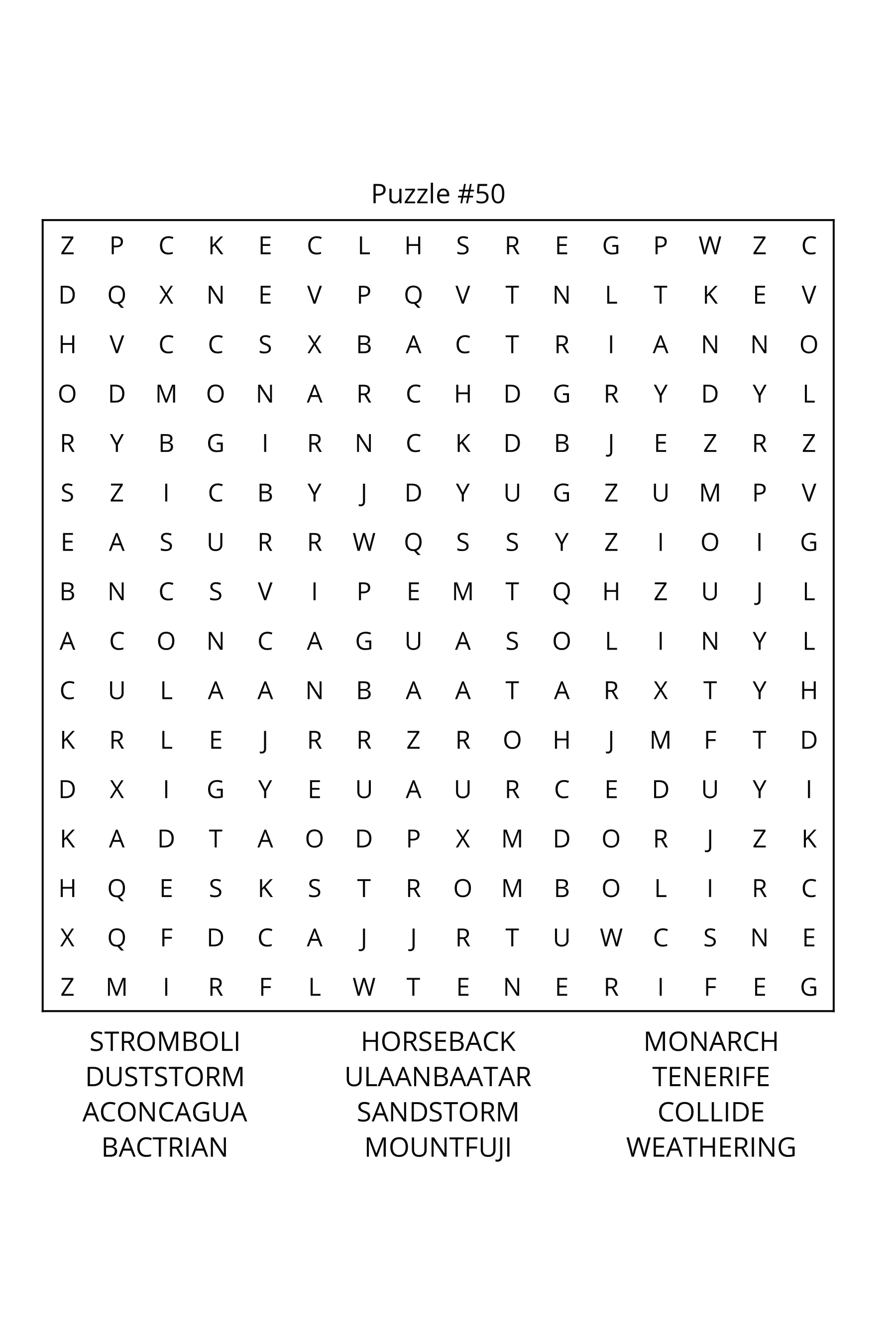 Famous Mountains Word Search: Travel Size