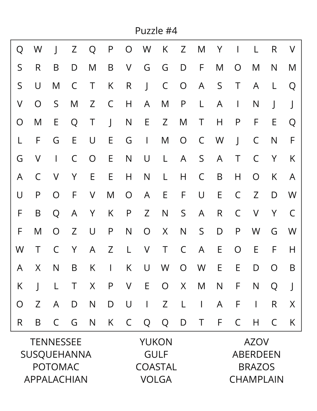Famous Rivers Word Search: Large Print