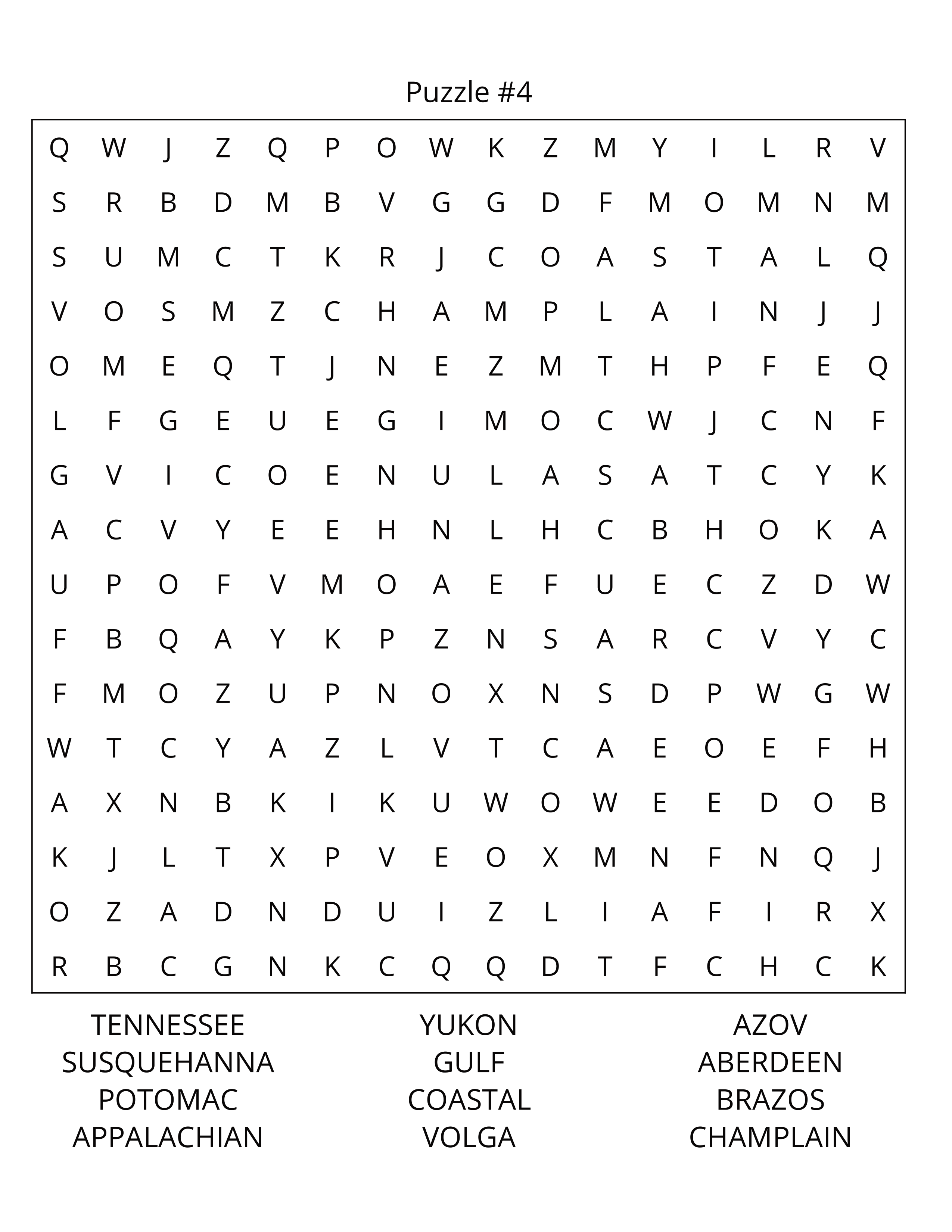 Famous Rivers Word Search: Large Print