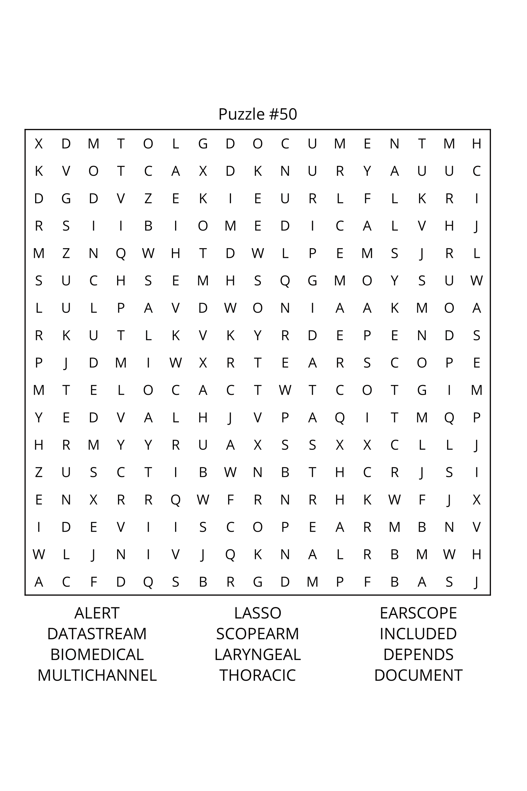 Medical Instruments Word Search: Travel Size