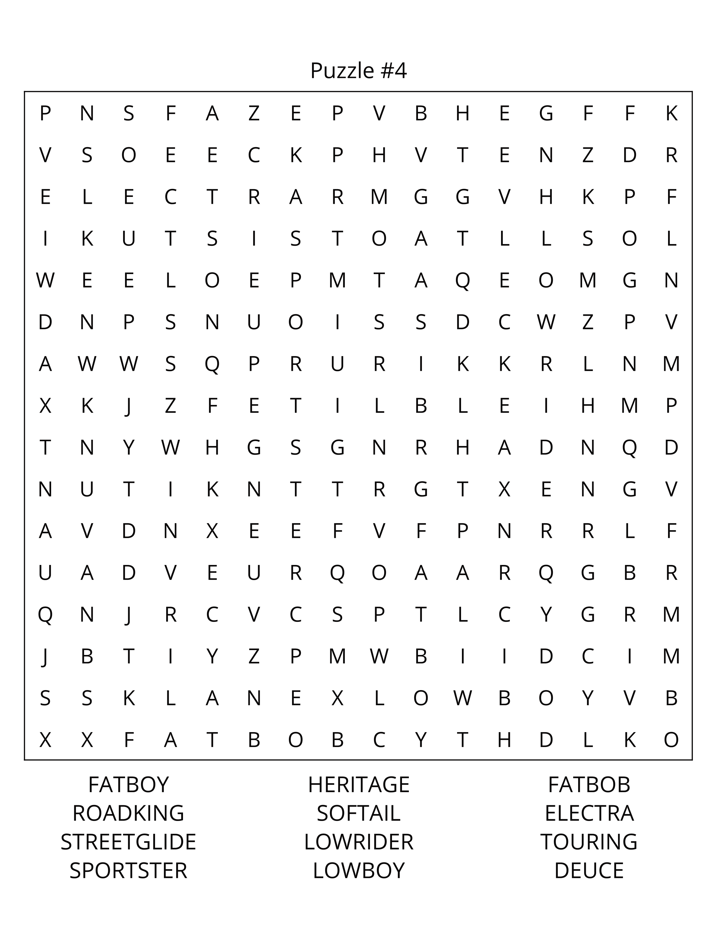 Motorbikes Word Search: Large Print