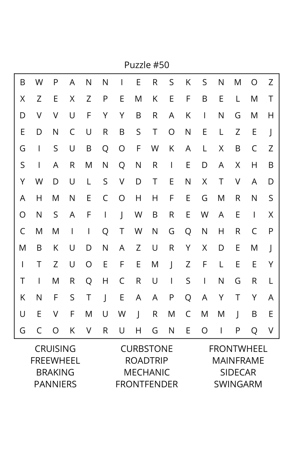Motorbikes Word Search: Travel Size