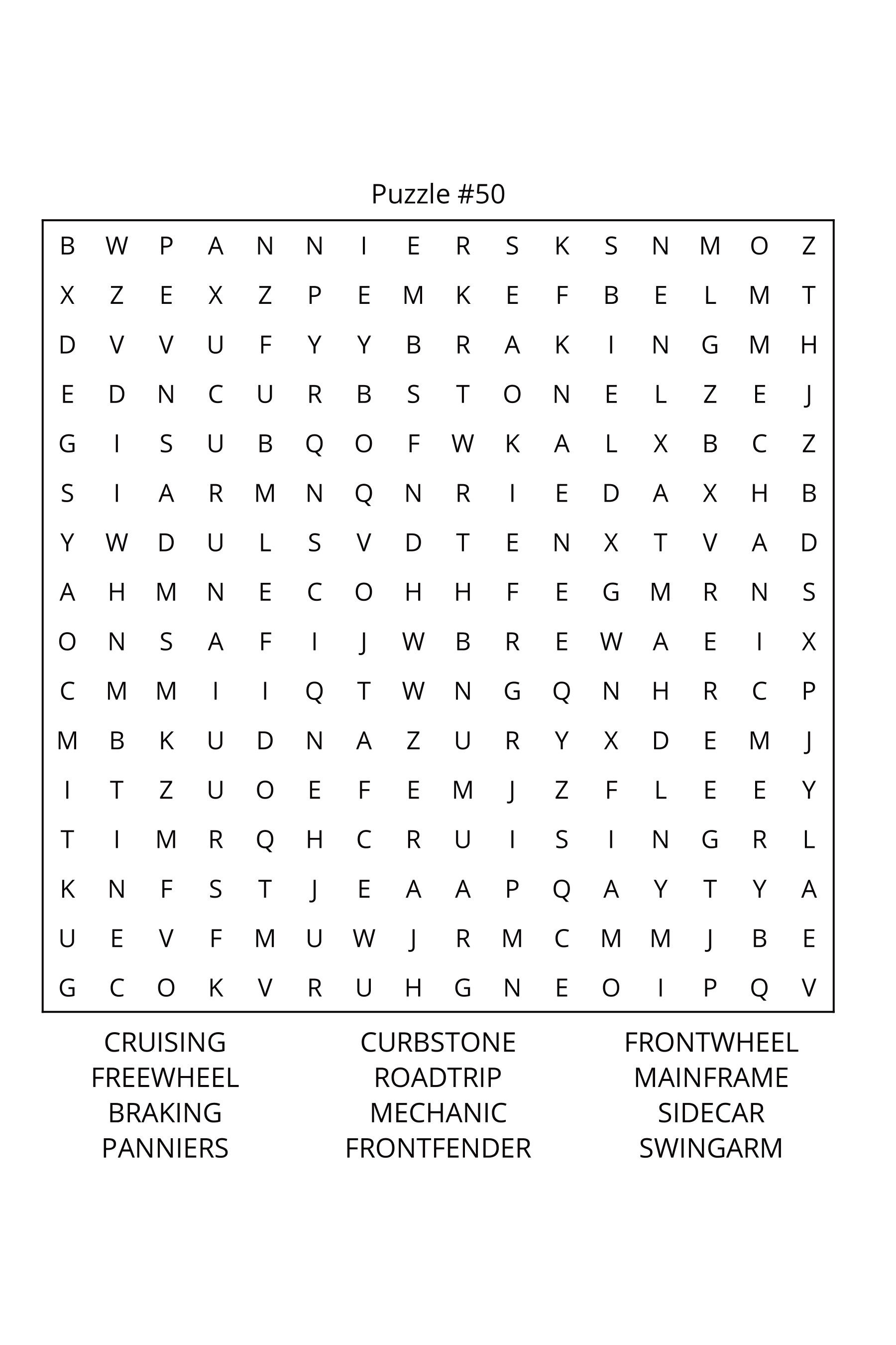 Motorbikes Word Search: Travel Size