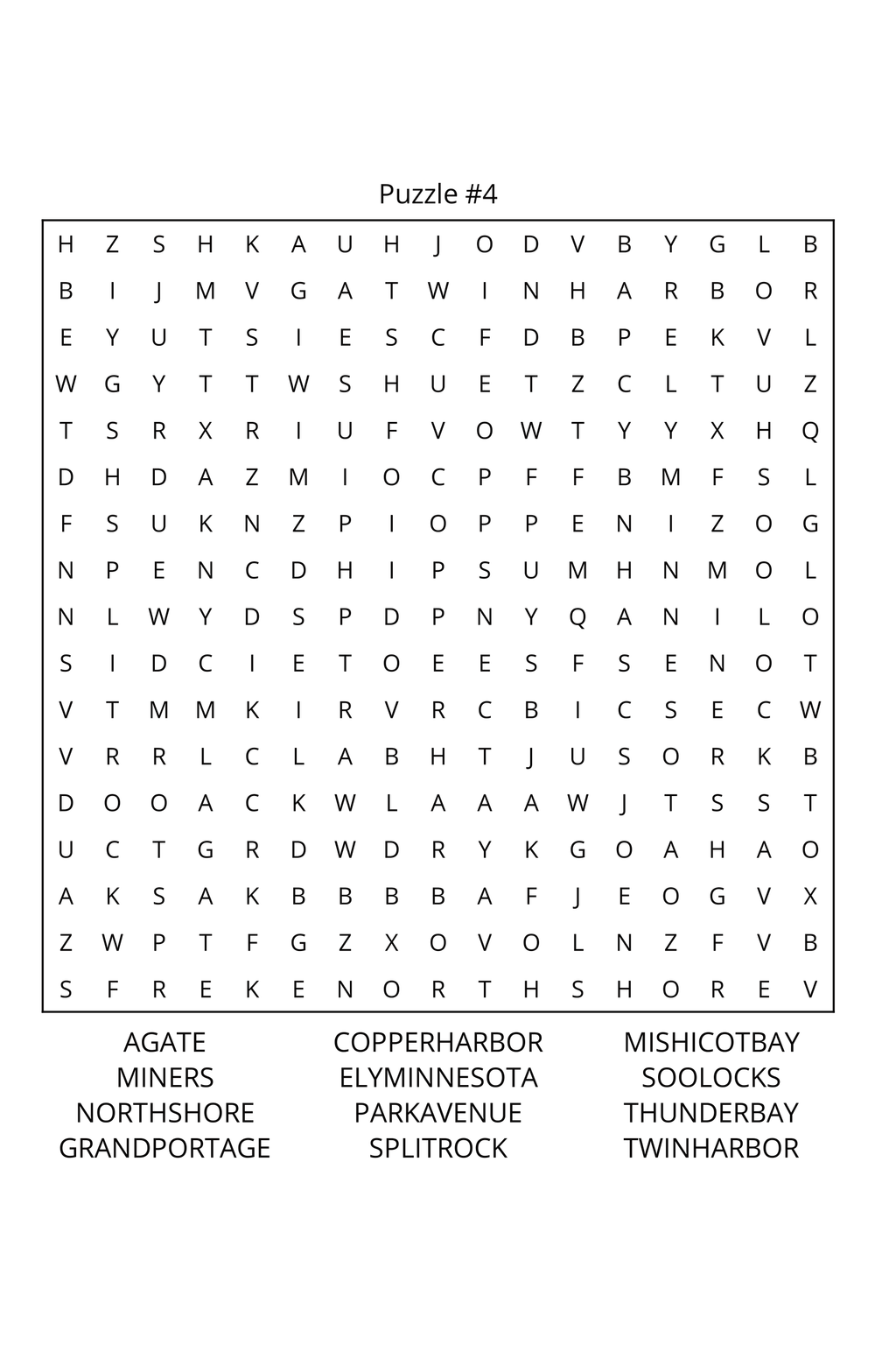 US Lakes Word Search: Travel Size
