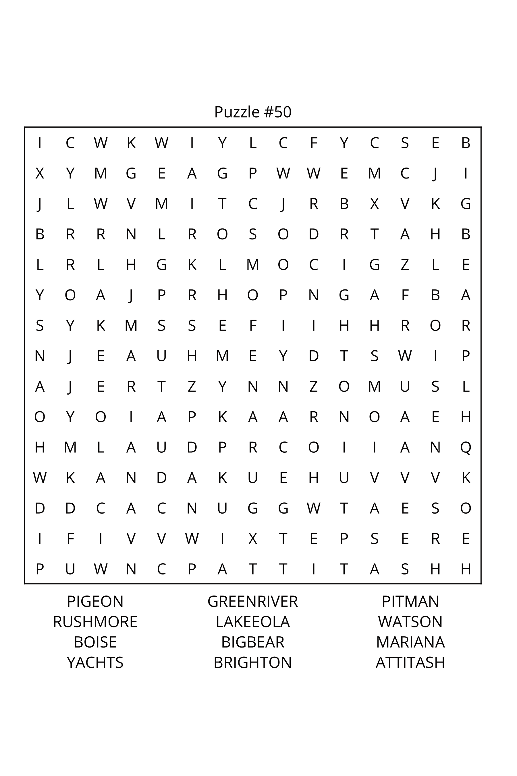 US Lakes Word Search: Travel Size