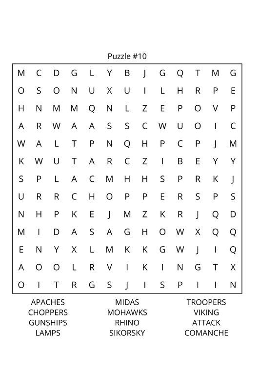 Helicopters Word Search: Travel Size