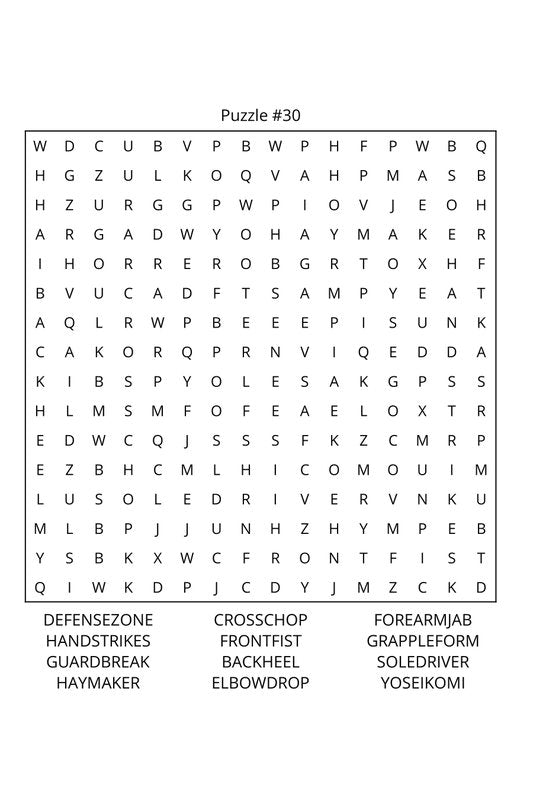 Martial Arts Word Search: Travel Size