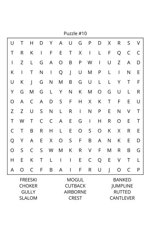 Snowboarding Word Search: Travel Size