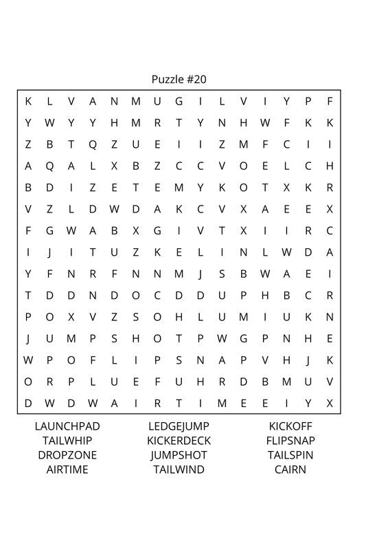 Snowboarding Word Search: Travel Size