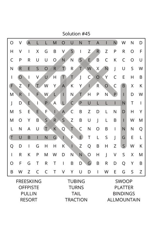 Snowboarding Word Search: Travel Size