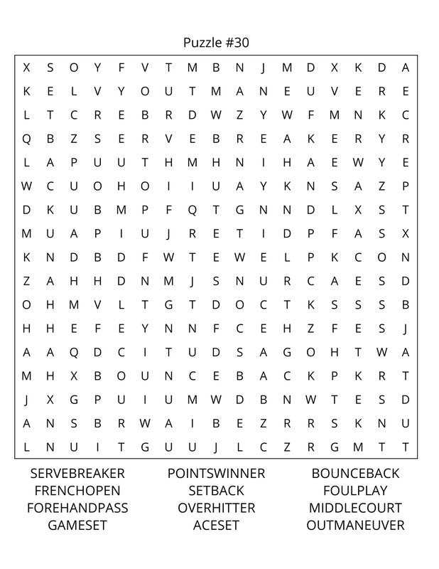 Tennis Word Search: Large Print