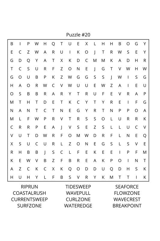 Watersports Word Search: Travel Size